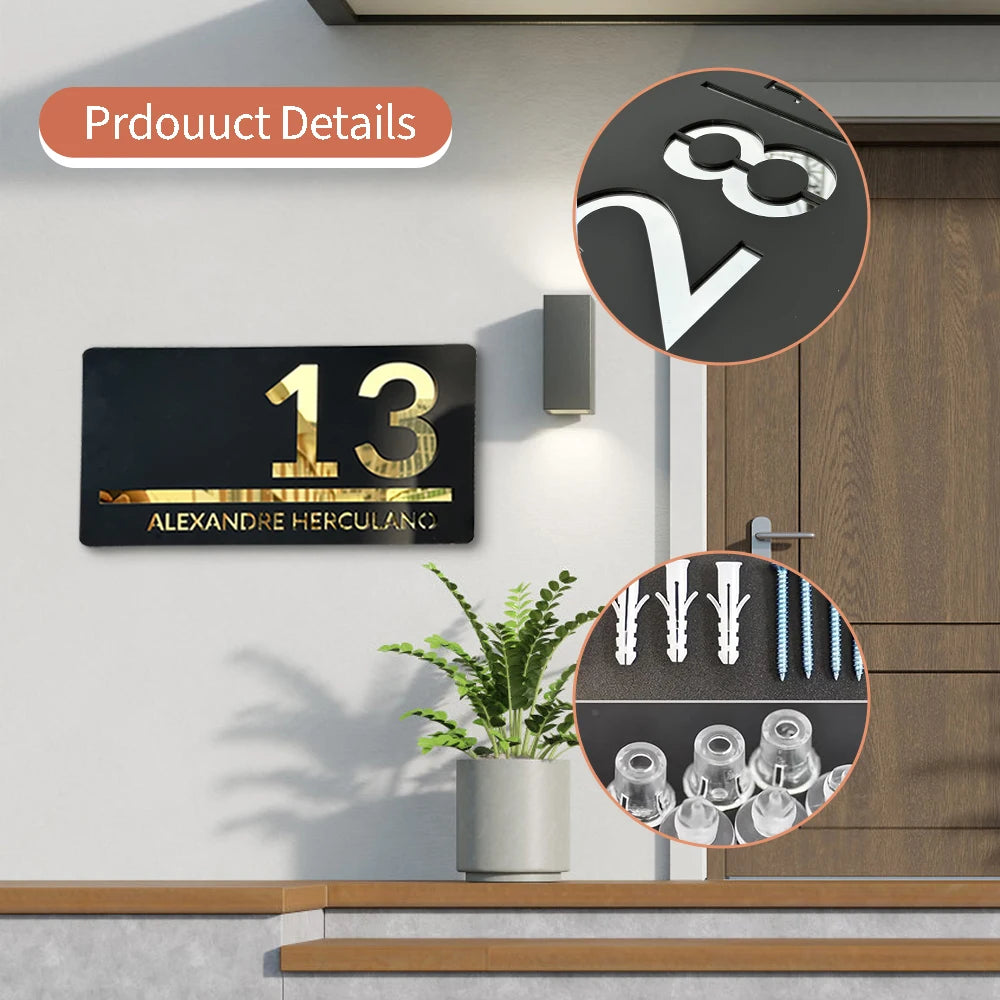 Customized Sign Outdoor House Numbers Plate Personalized House Number Plaque Modern Acrylic Laser Cut 3d Home Number