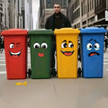 4pcs Cartoon Face Stickers, Self-Adhesive, Suitable for Plastic Surfaces, Removable, Ideal for Home Decor, Can Be Used on Trash Cans, Walls, Toilets, Refrigerators, Glossy Surfaces, Fun Themed Decorations That Cover Ugly Wall