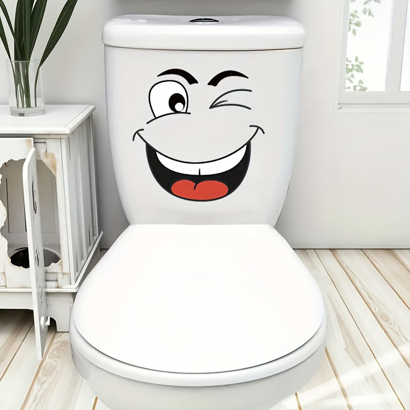 4pcs Cartoon Face Stickers, Self-Adhesive, Suitable for Plastic Surfaces, Removable, Ideal for Home Decor, Can Be Used on Trash Cans, Walls, Toilets, Refrigerators, Glossy Surfaces, Fun Themed Decorations That Cover Ugly Wall