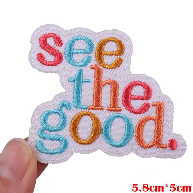 Colorful Letter Embroidered Patches For Clothes DIY Iron On Patches For Clothing DIY Cartoon Letter Slogan Patch Sew Stickers