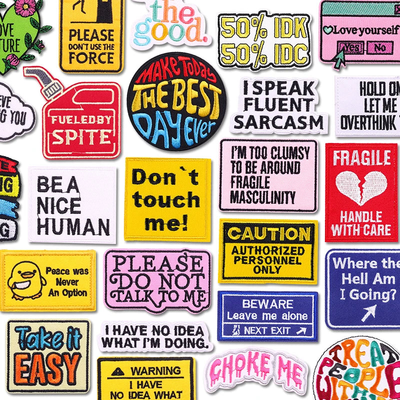 Colorful Letter Embroidered Patches For Clothes DIY Iron On Patches For Clothing DIY Cartoon Letter Slogan Patch Sew Stickers