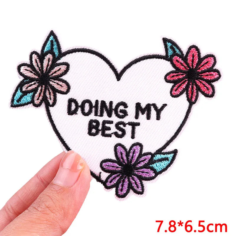 Colorful Letter Embroidered Patches For Clothes DIY Iron On Patches For Clothing DIY Cartoon Letter Slogan Patch Sew Stickers