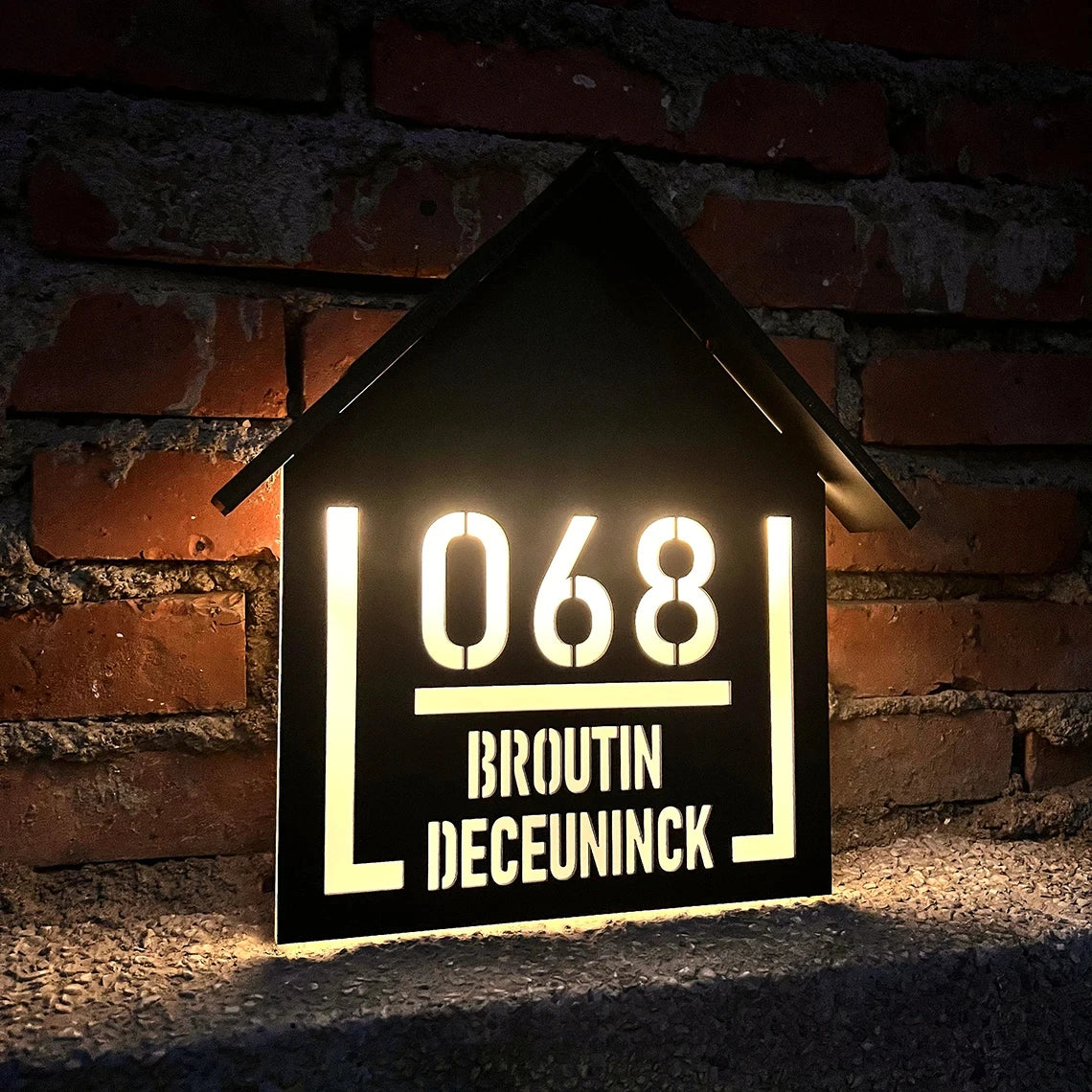 Customized Outdoor Solar House Sign LED Illuminated Laser Cut Acrylic House Numbers Personalized Exterior Family Address Sign