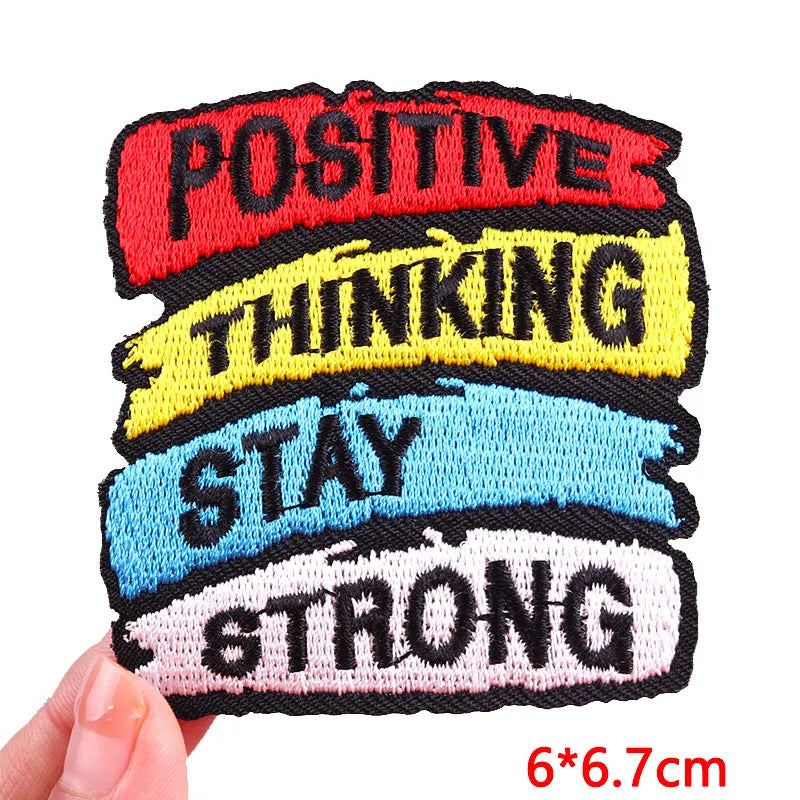 Colorful Letter Embroidered Patches For Clothes DIY Iron On Patches For Clothing DIY Cartoon Letter Slogan Patch Sew Stickers